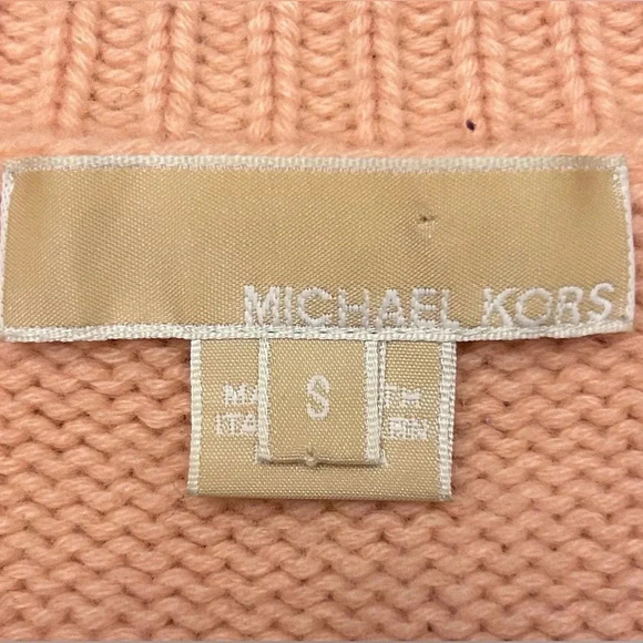 Michael Kors cashmere three quarter sleeve cropped open cardigan sweater twee - Picture 4 of 6